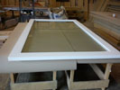 Painted solid timber door with 2800 x 1100 vision panel